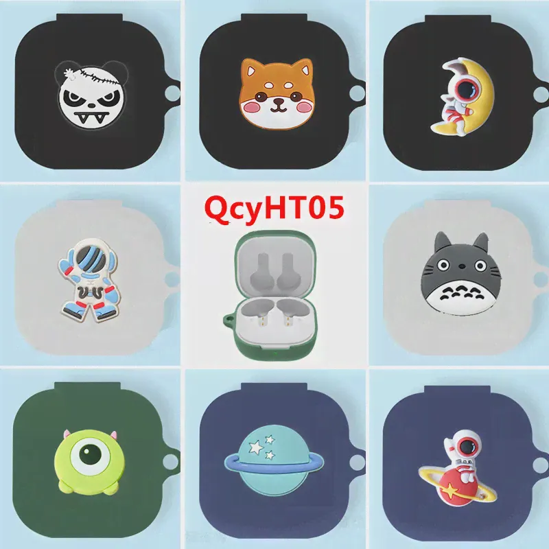 Мультфильм для QCY HT05 Чехол Силиконовый мягкий защитный чехол для наушников QCY T13 Чехол для наушников Зарядная коробка с крючком