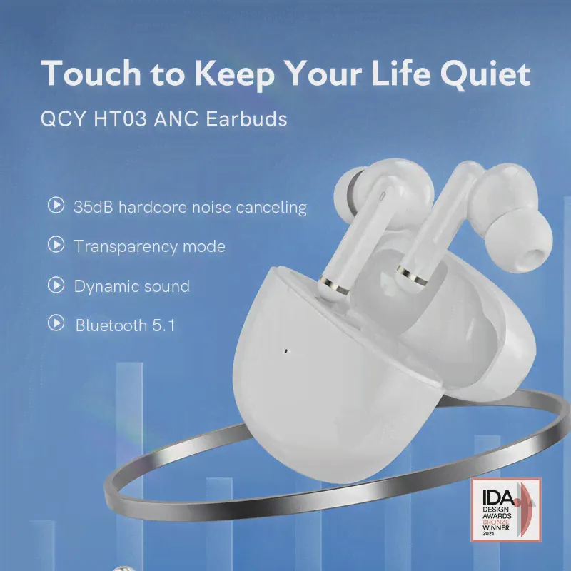 🛍 TWS-наушники QCY HT03 с шумоподавлением, Bluetooth V5.1, 4 микрофона-0