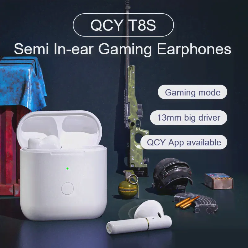 Беспроводные Bluetooth-наушники QCY T8S, игровые полувкладыши с интерфейсом Type-c (art.: 3920bc63c1169)-2