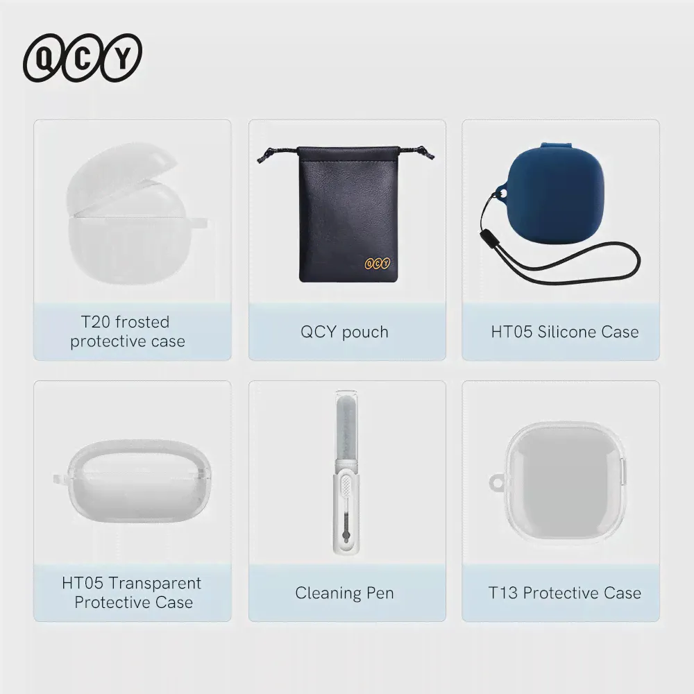 QCY HT05 Мягкий Силиконовый Чехол HT07 T20 T13 Беспроводные Наушники Сумка Для Хранения Наушников Защитный Чехол Наборы Для чистки Наушников-0